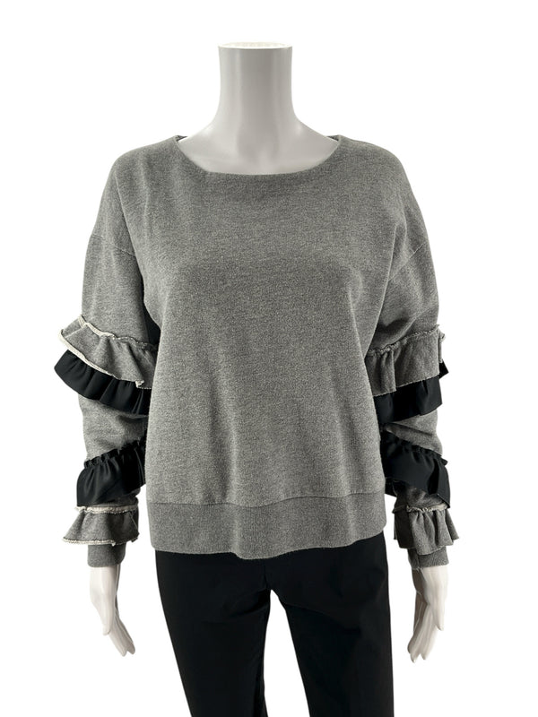 J Crew Gray/Black Heathered Pre-Owned Ladies Top - Size Small