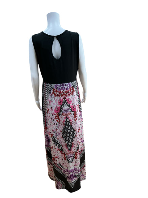 Ruby Rd. Size Large Mosaic Floral Sleeveless Maxi Dress Black Pink - ONLINE ONLY