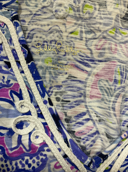 Lilly Pulitzer Marlow Tunic Top Downstairs Print Cotton Size Large