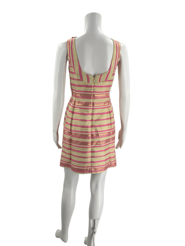 Lilly Pulitzer Cream/Pink Stripe Pre-Owned Ladies Dress - Size 0