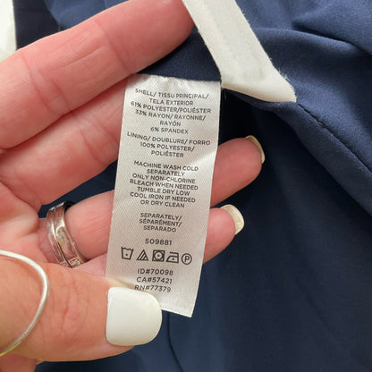 Navy and white checkered Ann Taylor blazer for women, size 00 petite, featuring a tailored fit and classic design.