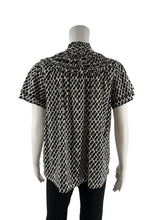 Ivy Jane white/black Short Sleeve Heart Print Smocked Ruffle Yoke Blouse Top Size Small NWT - Size S