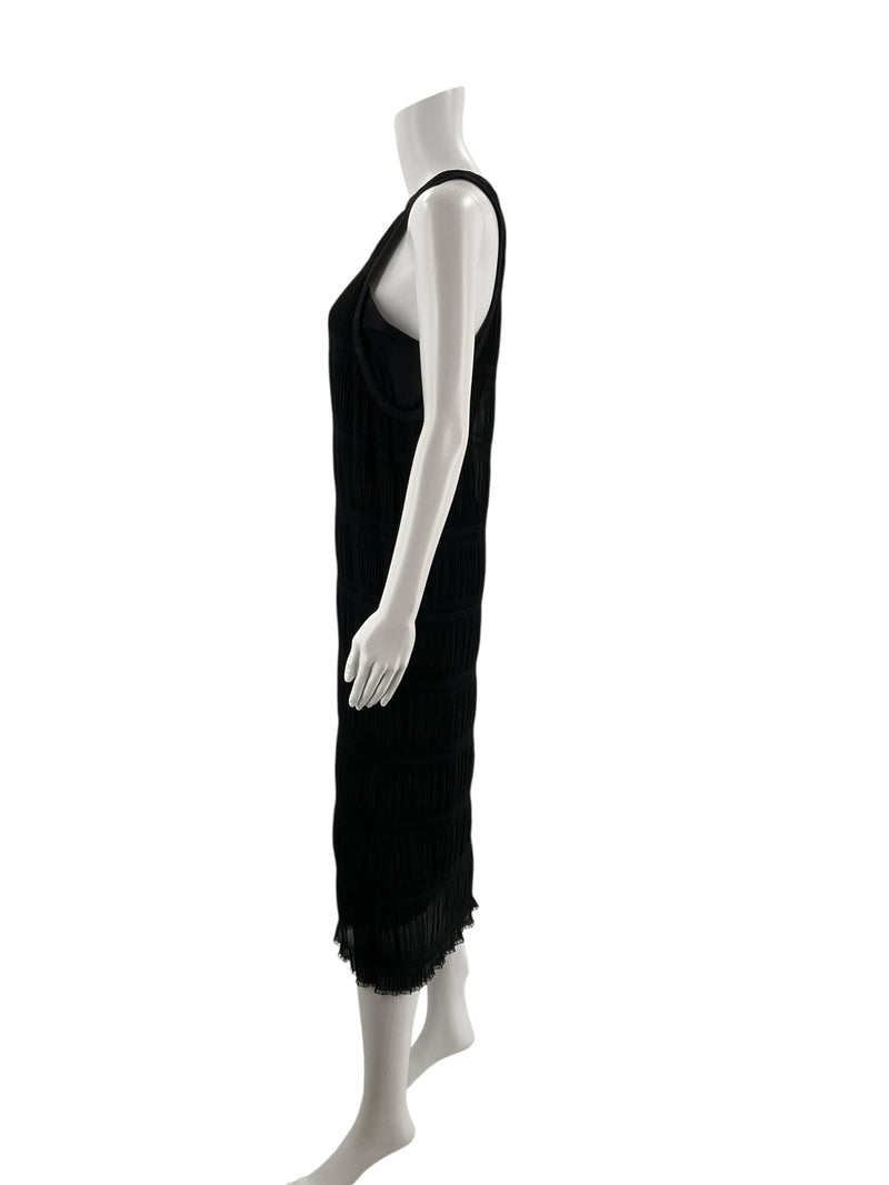 Superfine Black Textured Pre-Owned Ladies Dress - Size XS