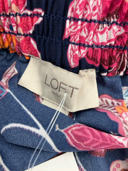 LOFT Outlet Floral A-Line Pull-On Skirt Navy Pink Size Small - ONLINE ONLY