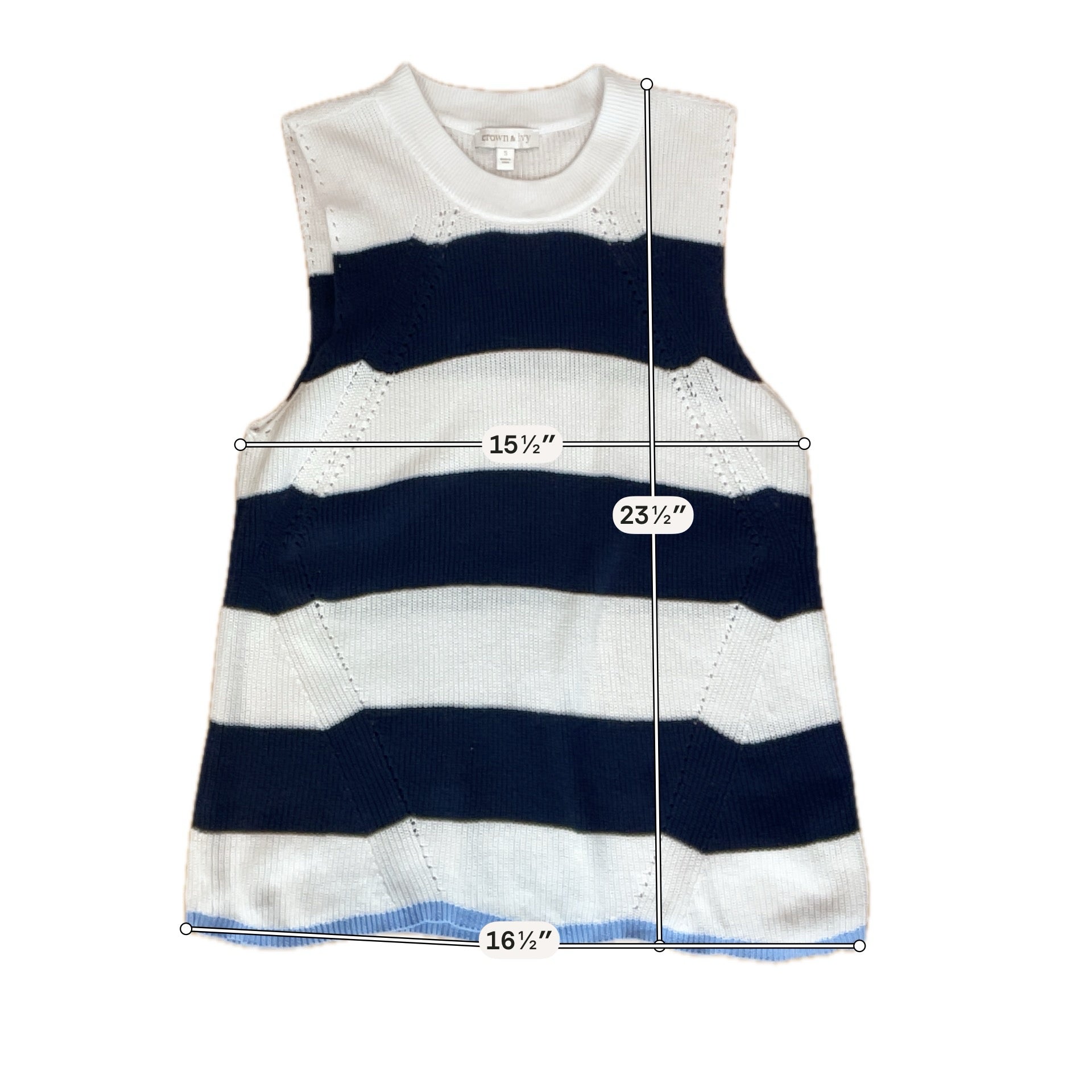 Crown &amp;amp; Ivy Navy White Striped Knit Tank Top Nautical Preppy Size Small