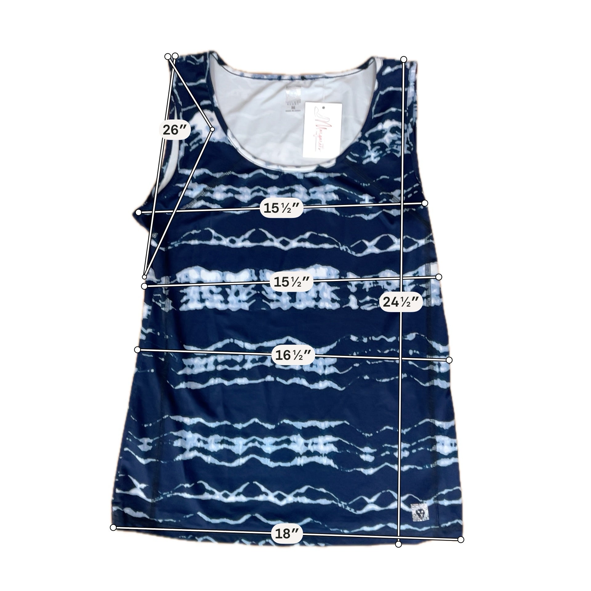 Anne Klein Sport Navy Abstract Stripe Performance Tank Top Size Medium