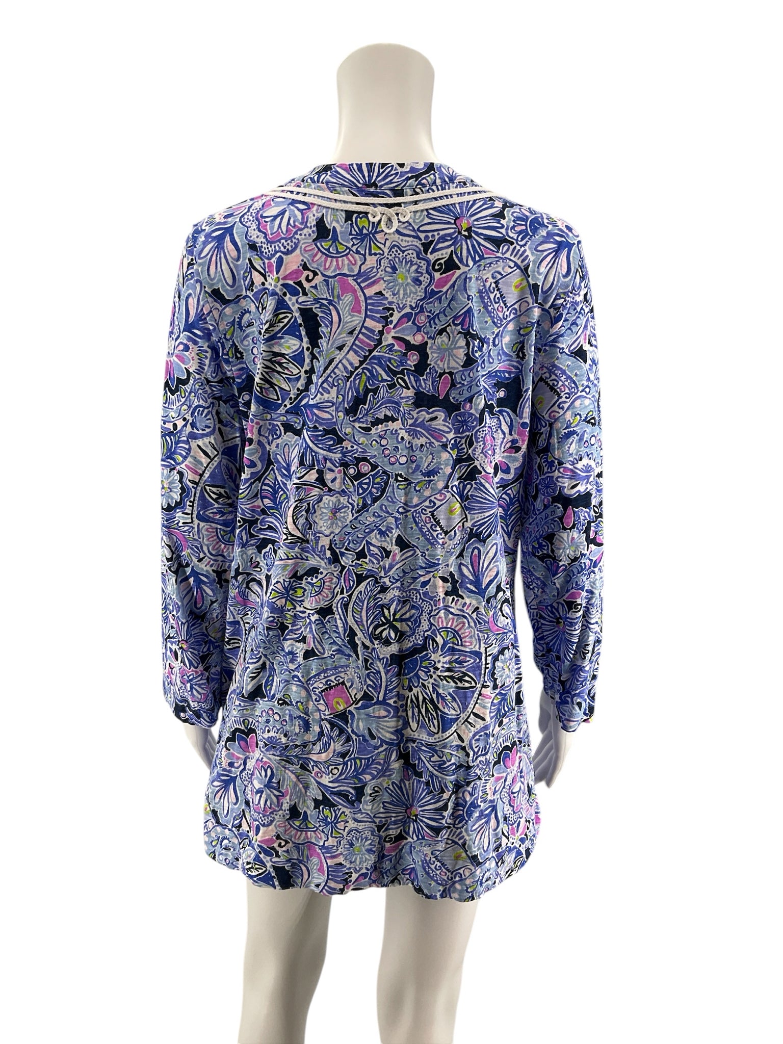 Lilly Pulitzer Marlow Tunic Top Downstairs Print Cotton Size Large