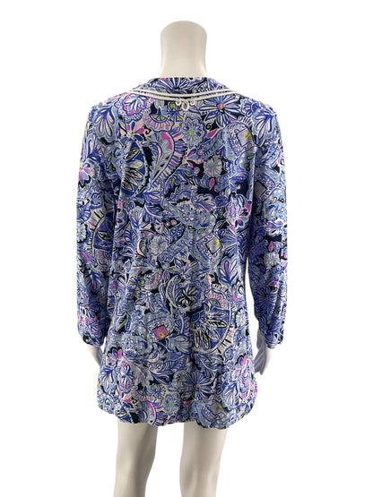 Lilly Pulitzer Marlow Tunic Top Downstairs Print Cotton Size Large