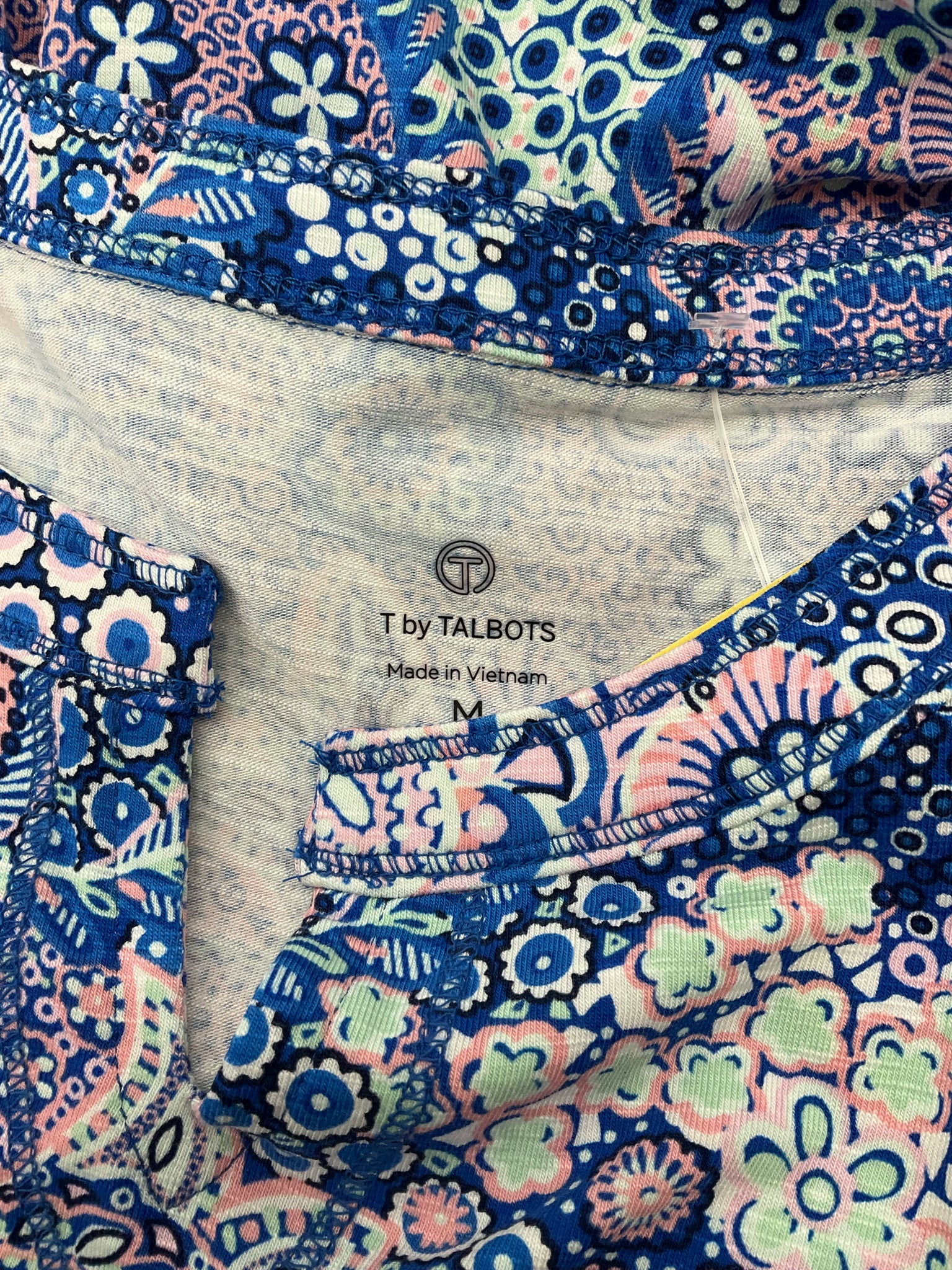 T by Talbots Blue/Pink/White Floral Pre-Owned Ladies Dress - Size Medium