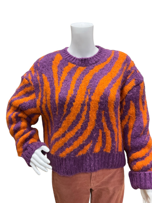 Zara Size S Orange/Purple zebra Pre-Owned Sweater