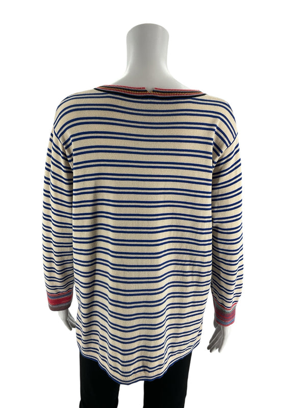 Cabi Tan/Blue Stripe Pre-Owned Ladies Top - Size Medium