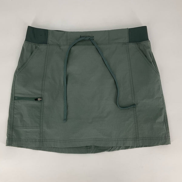 Eddie Bauer Olive Skort - Size Large with drawstring waist and zip pocket, ideal for women's active and casual wear.