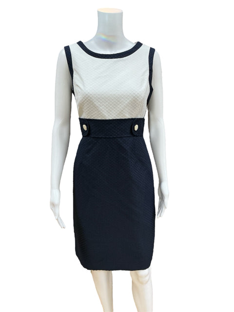 Tahari Size 8 navy/white Textured Dress