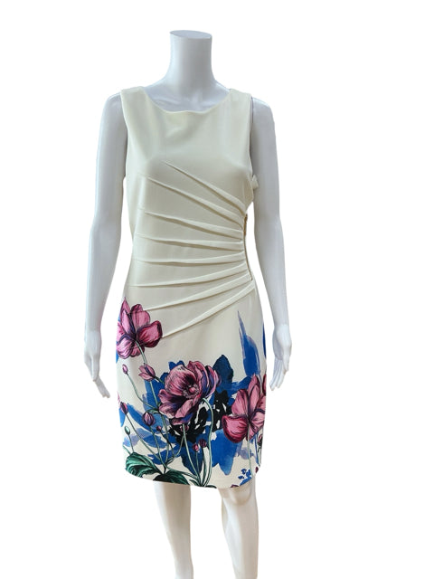 Ivanka Trump Floral Border Pintuck Sheath Dress Size 8