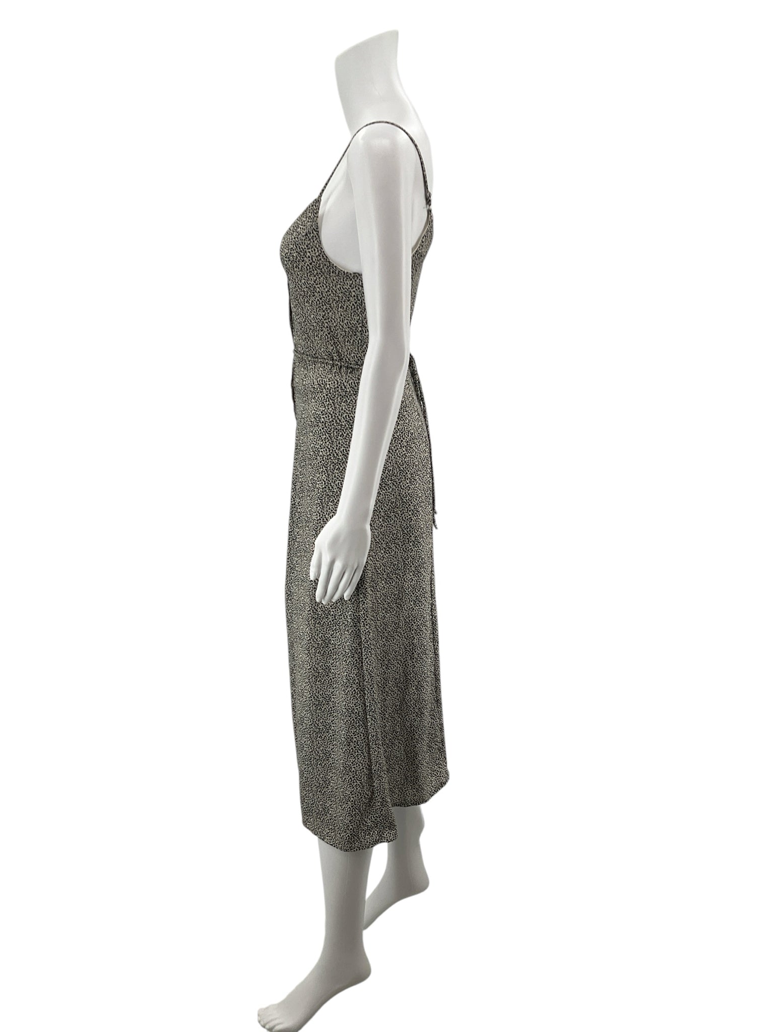 Sienna Sky Cheetah Print Midi Slip Dress Size S | Button Front Tie Waist - ONLINE ONLY