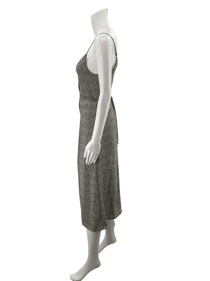 Sienna Sky Cheetah Print Midi Slip Dress Size S | Button Front Tie Waist - ONLINE ONLY