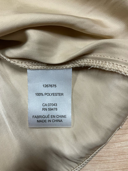 Rachel Zoe Smocked Yoke Tie-Neck Blouse Tan Bronze Flutter Sleeve Top Size Medium - ONLINE ONLY