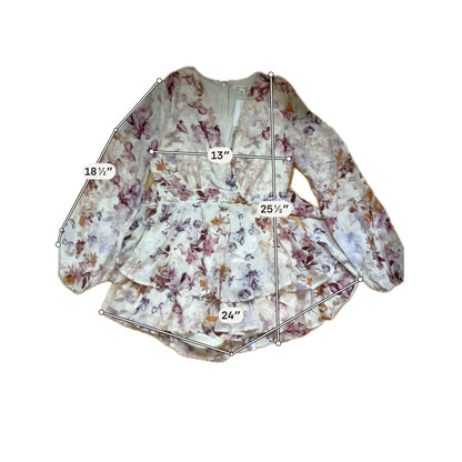 Mi Ami Alma Boho Floral Long Sleeve Ruffle Romper Size XS