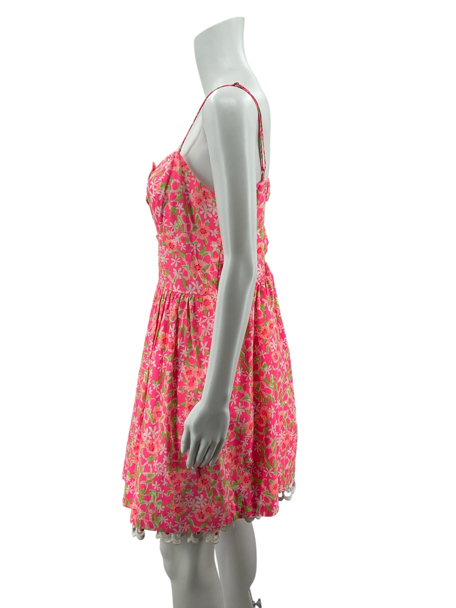 Lilly Pulitzer Janice Dress Hotty Pink First Impression Floral Size 12