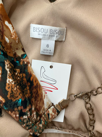 Bisou Bisou Brown/Teal Snake Pre-Owned Ladies Dress - Size 6 - ONLINE ONLY