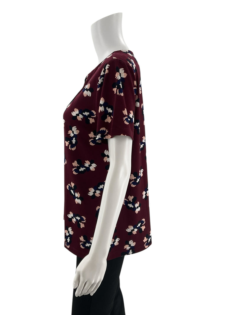 Banana Republic Maroon/Pink Floral Pre-Owned Ladies Top - Size Small