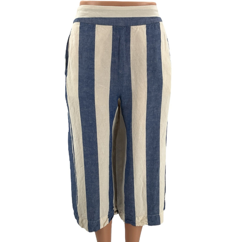 Madewell Cream/Blue Stripe Pre-Owned Pants - Size XXS - Margaret’s Fine Consignment