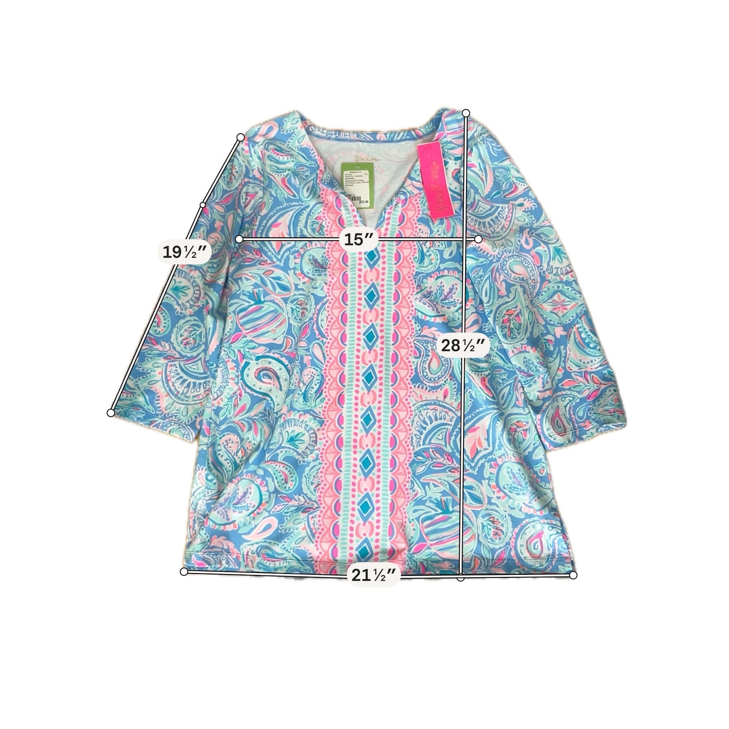Lily Pulitzer Size L blues/pinkwhite Paisley Pre-Owned Casual Top - Downstairs