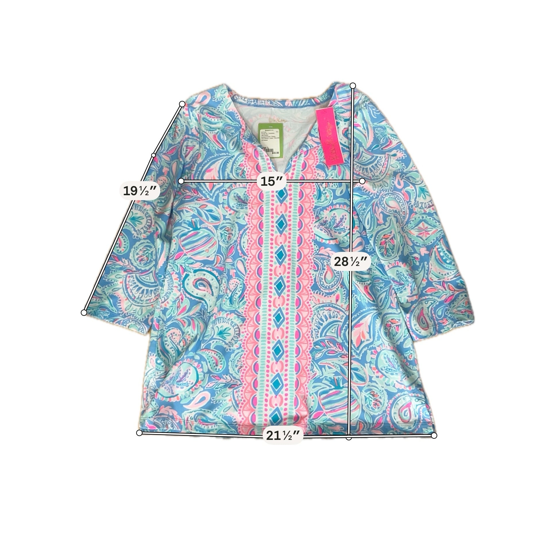 Lily Pulitzer Size L blues/pinkwhite Paisley Pre-Owned Casual Top - Downstairs