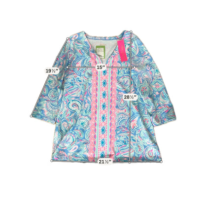 Lily Pulitzer Size L blues/pinkwhite Paisley Pre-Owned Casual Top - Downstairs