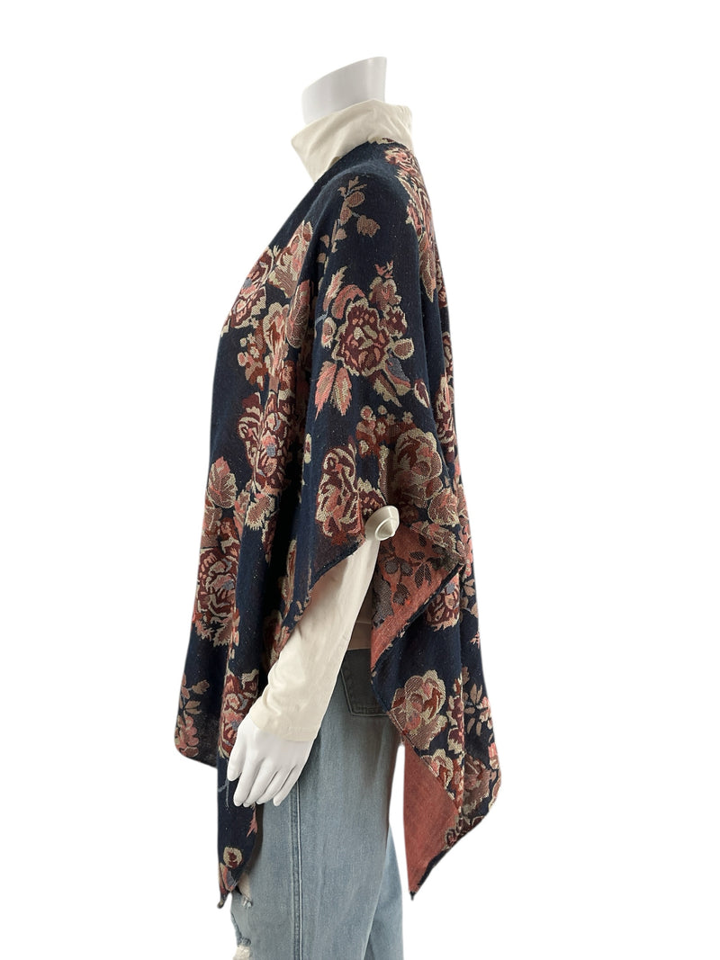 No Brand Navy/Coral Floral Pre-Owned Ladies Shrug - One Size Fits Most