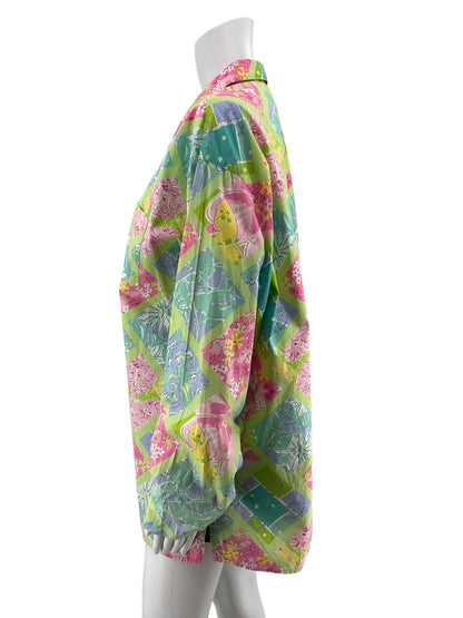 Lily Pulitzer Size XL lime/multi color Print Pre-Owned Casual Top - Downstairs