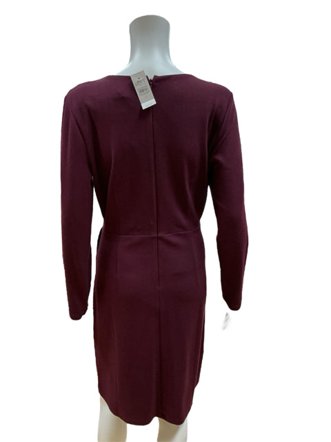 Loft Maroon Solid Dress Size 10 - rear view