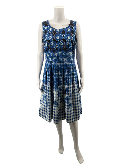 Talbots Blues/White Floral Pre-Owned Ladies Dress - Size 6
