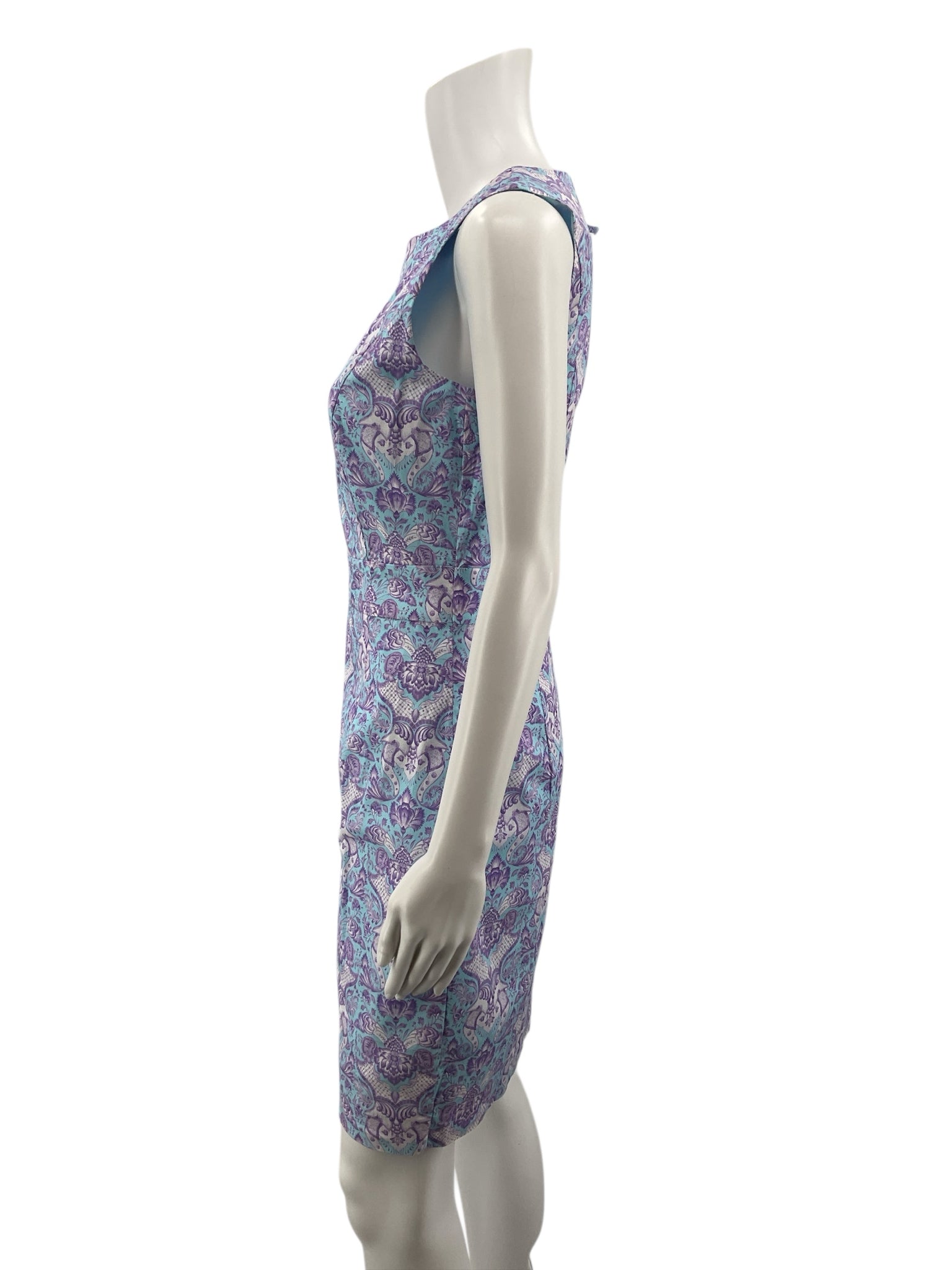nicoblu Aqua/Purple Dress Aqua/Purple Floral Pre-Owned Ladies Dress - Size 2 - Size 2