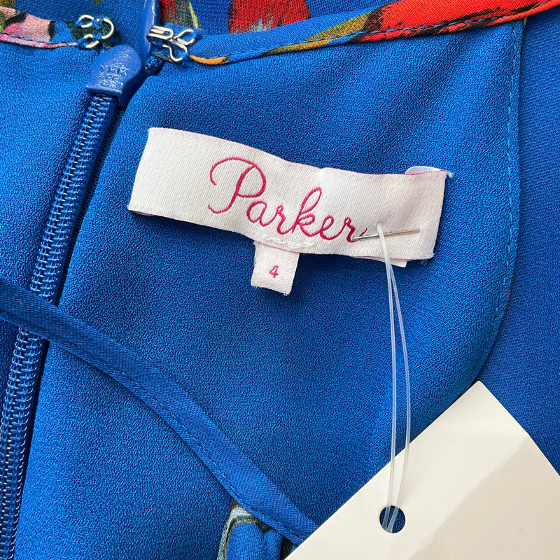 Parker blue/red Floral Pre-Owned Ladies Dress - Size 4 - Margaret’s Fine Consignment