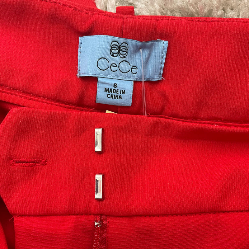 CeCe Red Solid Pre-Owned Ladies Pants - Size 8 - Margaret’s Fine Consignment