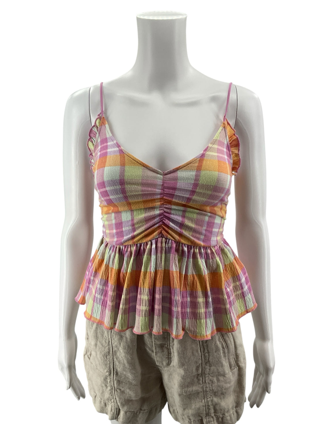 Urban Outfitters UO Plaid Peplum Cami Tank Top | Size XS
