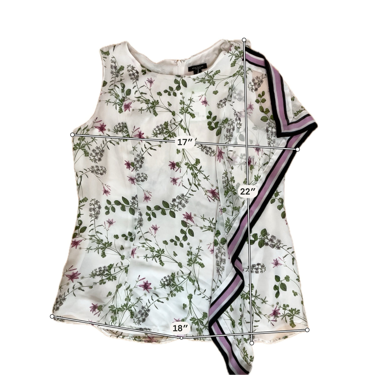 Ann Taylor Factory Floral Asymmetrical Drape Sleeveless Blouse | Size Small- ONLINE ONLY
