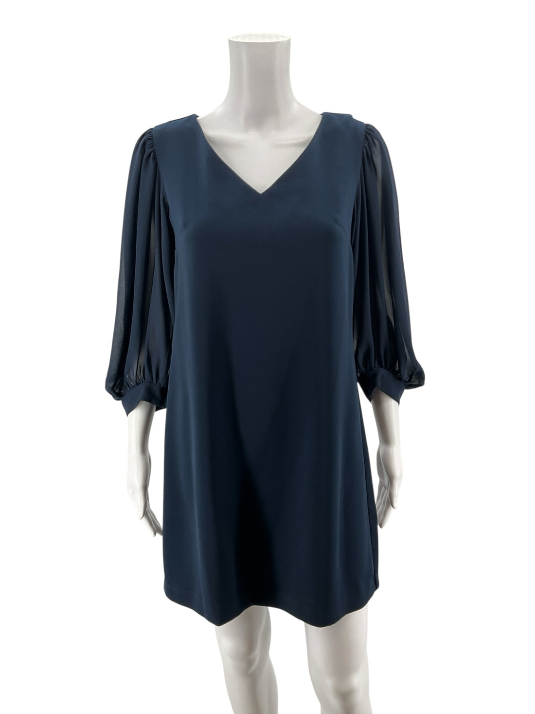 Ann Taylor Factory Petite Navy Bishop Sleeve Shift Dress Size 2P