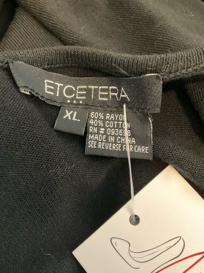 Etcetera Black Rayon Cotton Pintuck Long Sleeve Top XL