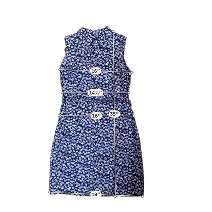 Tommy Hilfiger Navy/red Sleeveless Floral Cotton Shirtdress Navy Red Sleeveless Tie Waist Size 4 - Size 4