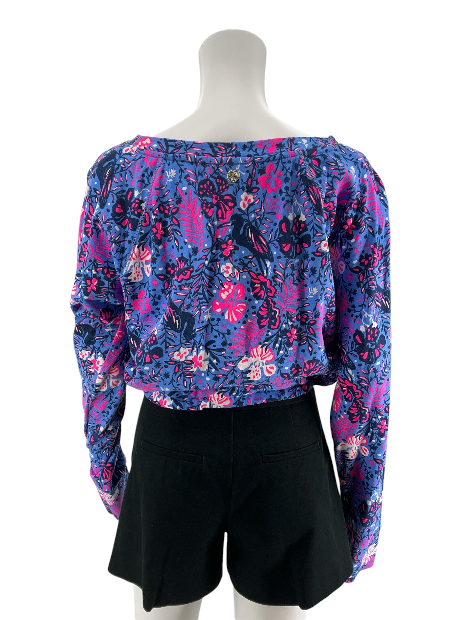 Lilly Pulitzer Luxletic Coralie Top Blue Peri Lapis Lazuli Floral Size Large