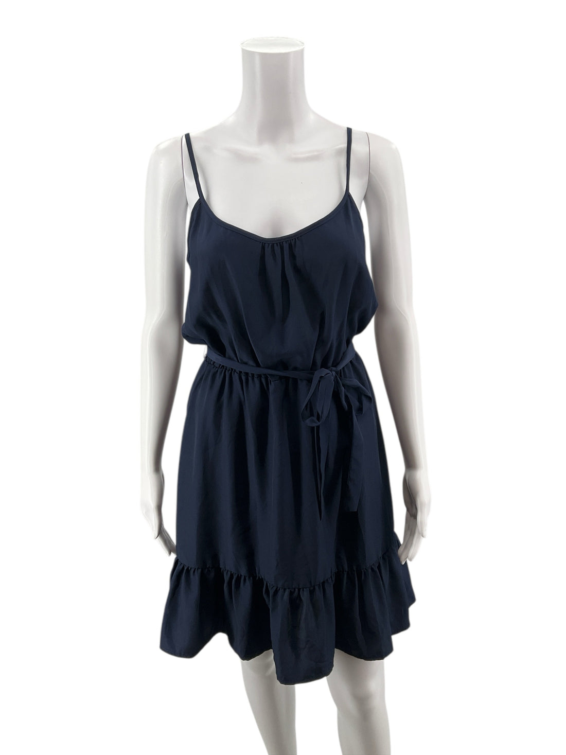 Pearle 88 Navy Blue Ruffle Hem Tie-Waist Mini Dress Size Small NWT