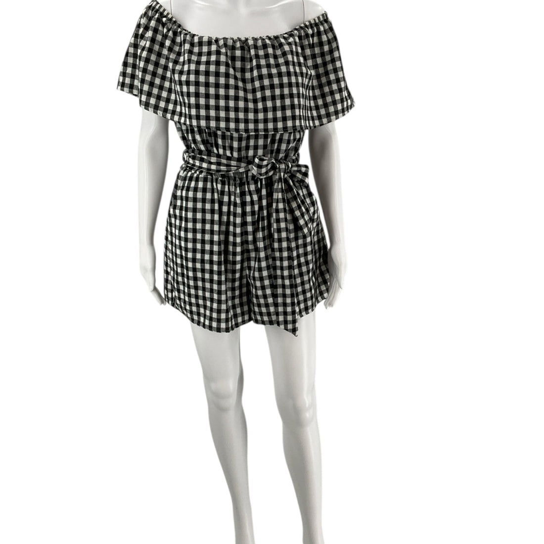 HYFVE Black/White Checkered Pre-Owned Ladies Romper - Size Large - Margaret’s Fine Consignment