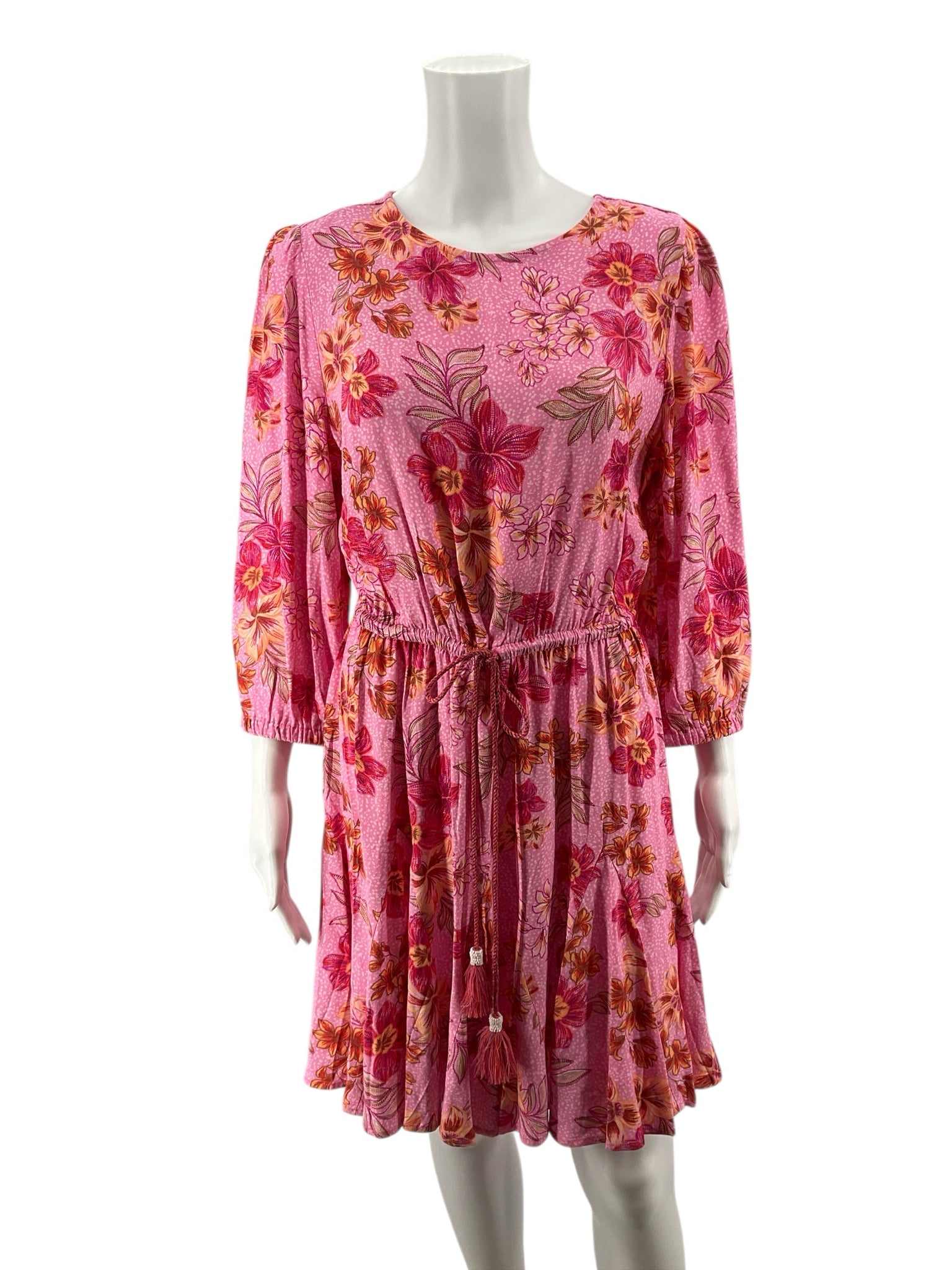 Loft pink/white/red Floral Pink/White/Red Floral Pre-Owned Ladies Dress - Size Medium - Size M