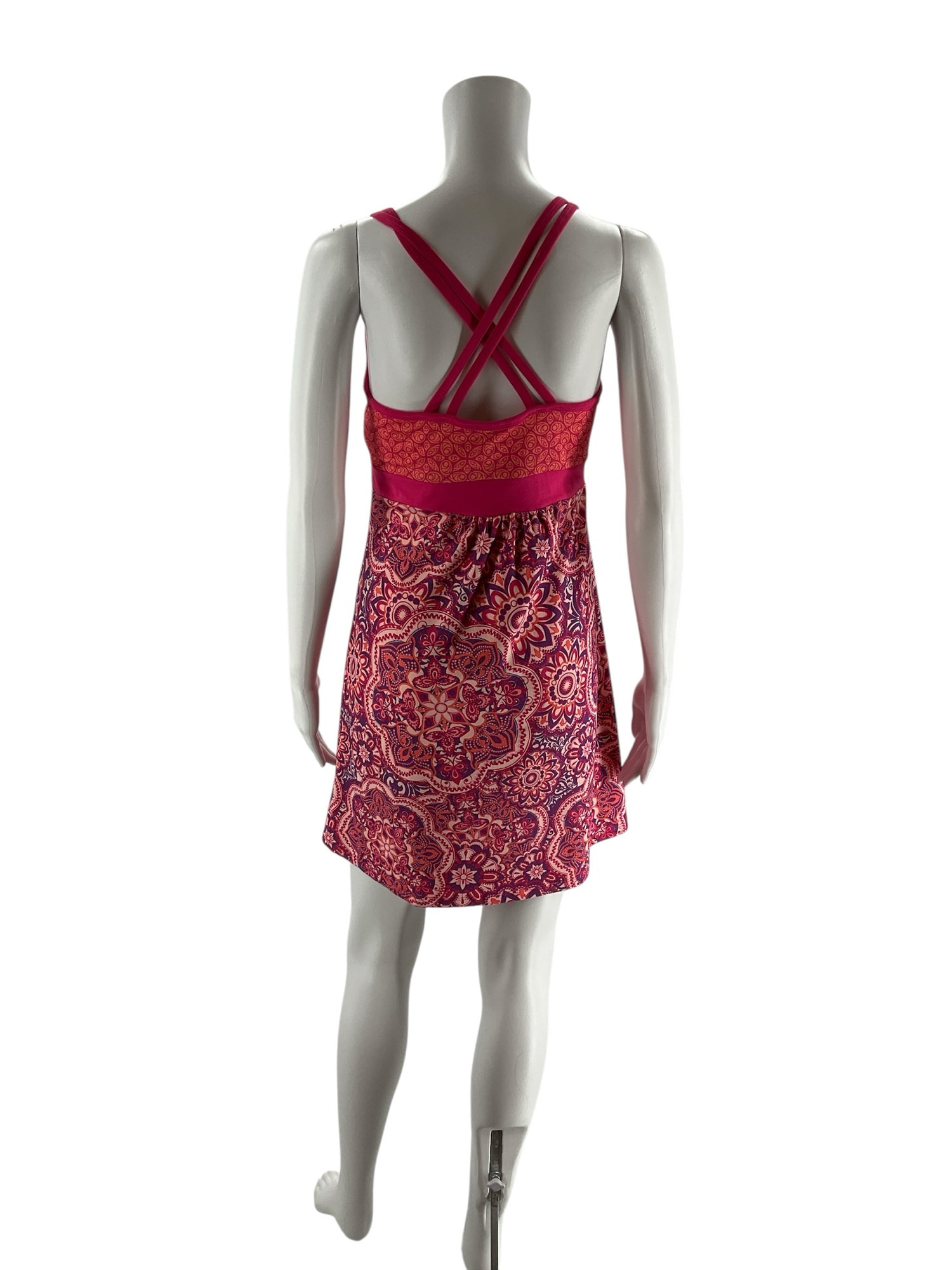 Tehama Pink/Orange Print Pre-Owned Ladies Dress - Size Small