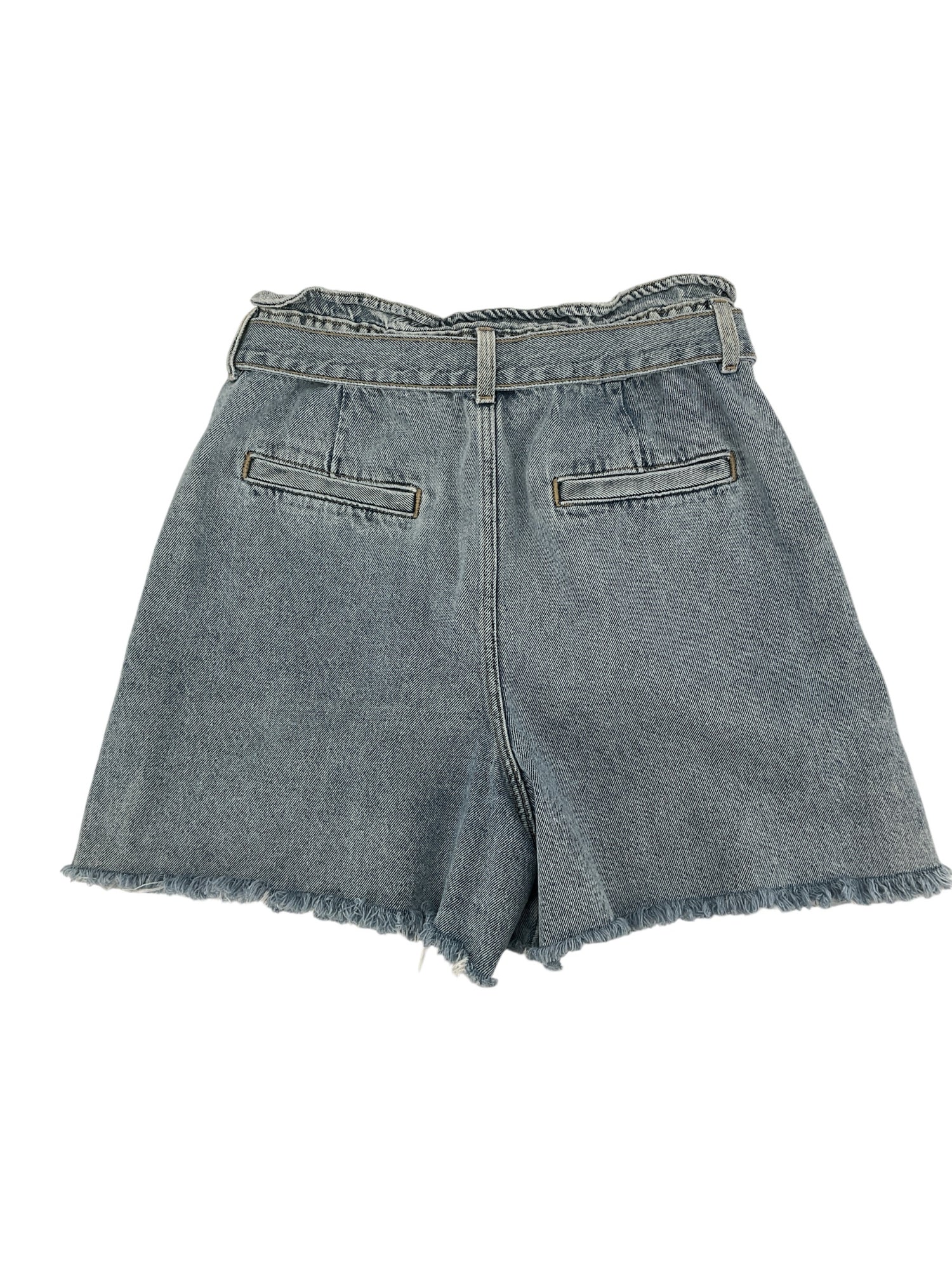 Zara High Waisted Paperbag Denim Shorts with Tie Belt Size 8