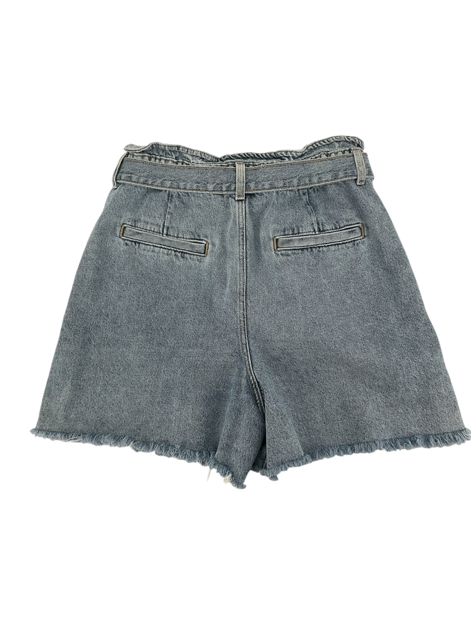 Zara High Waisted Paperbag Denim Shorts with Tie Belt Size 8