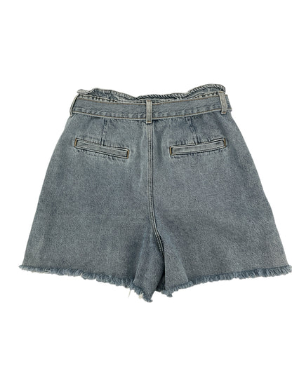 Zara High Waisted Paperbag Denim Shorts with Tie Belt Size 8