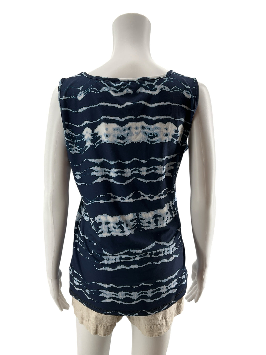 Anne Klein Sport Navy Abstract Stripe Performance Tank Top Size Medium